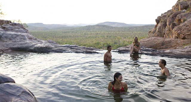 Gunlom the rock pool at the top of the falls in Kakadu