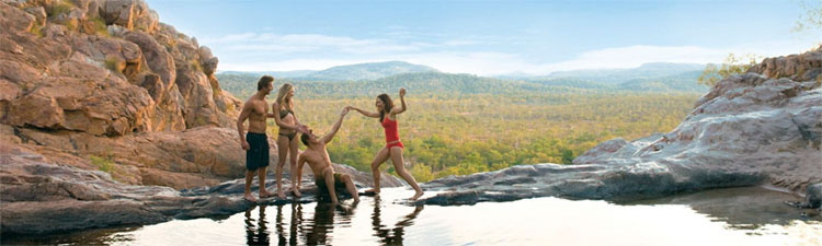 Gunlom the rock pool at the top of the falls in Kakadu | credit Parks Australia