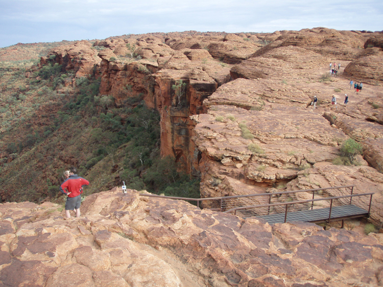 Treking in Kings Canyon during a guided Australian  adventure camping tour