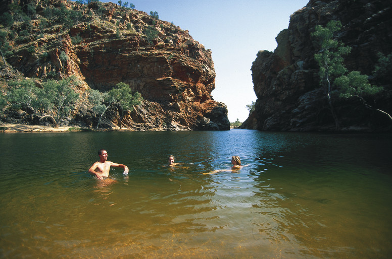 Ellery Creek Big Hole swimming group on tour