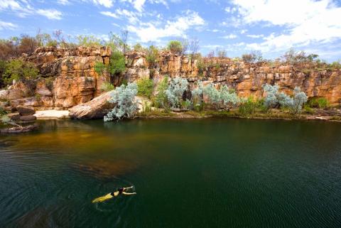 Darwin to Broome overland tour swimming in a gorge