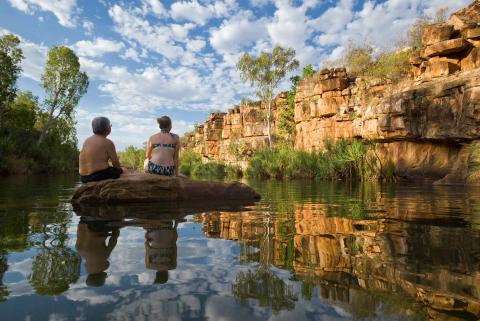  Broome overland tour swimming in a gorge