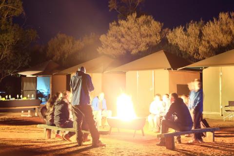 Yulara campfire on a Uluru tour in Australia