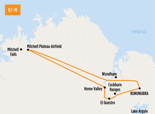 Map of Kununurra fly to Mitchell Falls
