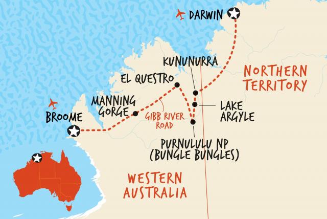 Map PDB10 Explore the Kimberley Ranges, and Western Australia National Parks 