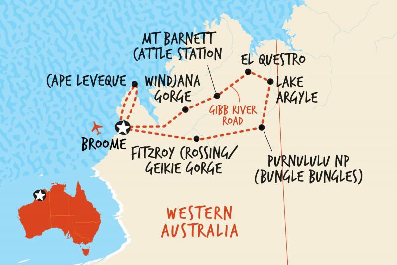 Map PKOL Explore the Kimberley Ranges, and Western Australia National Parks 